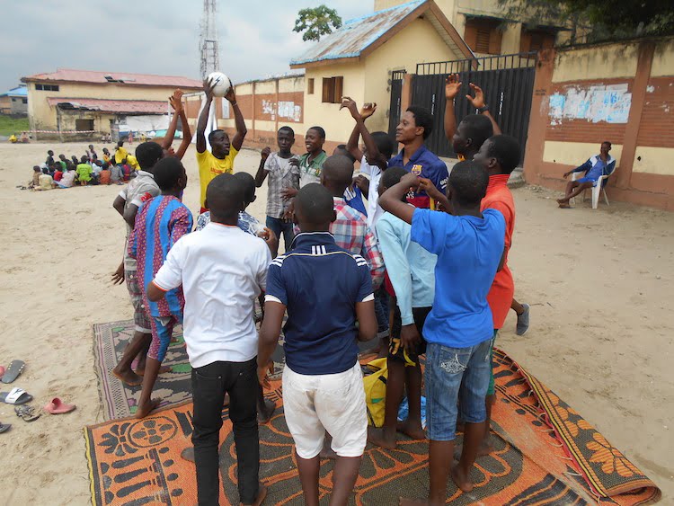 SKLLZ Guyz Coach and participants get energized during YEDI intervention, Lagos, Nigeria